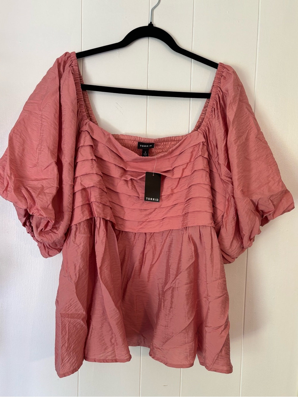 Torrid Dusty Rose Peplum Puff Sleeve Peasant Blouse